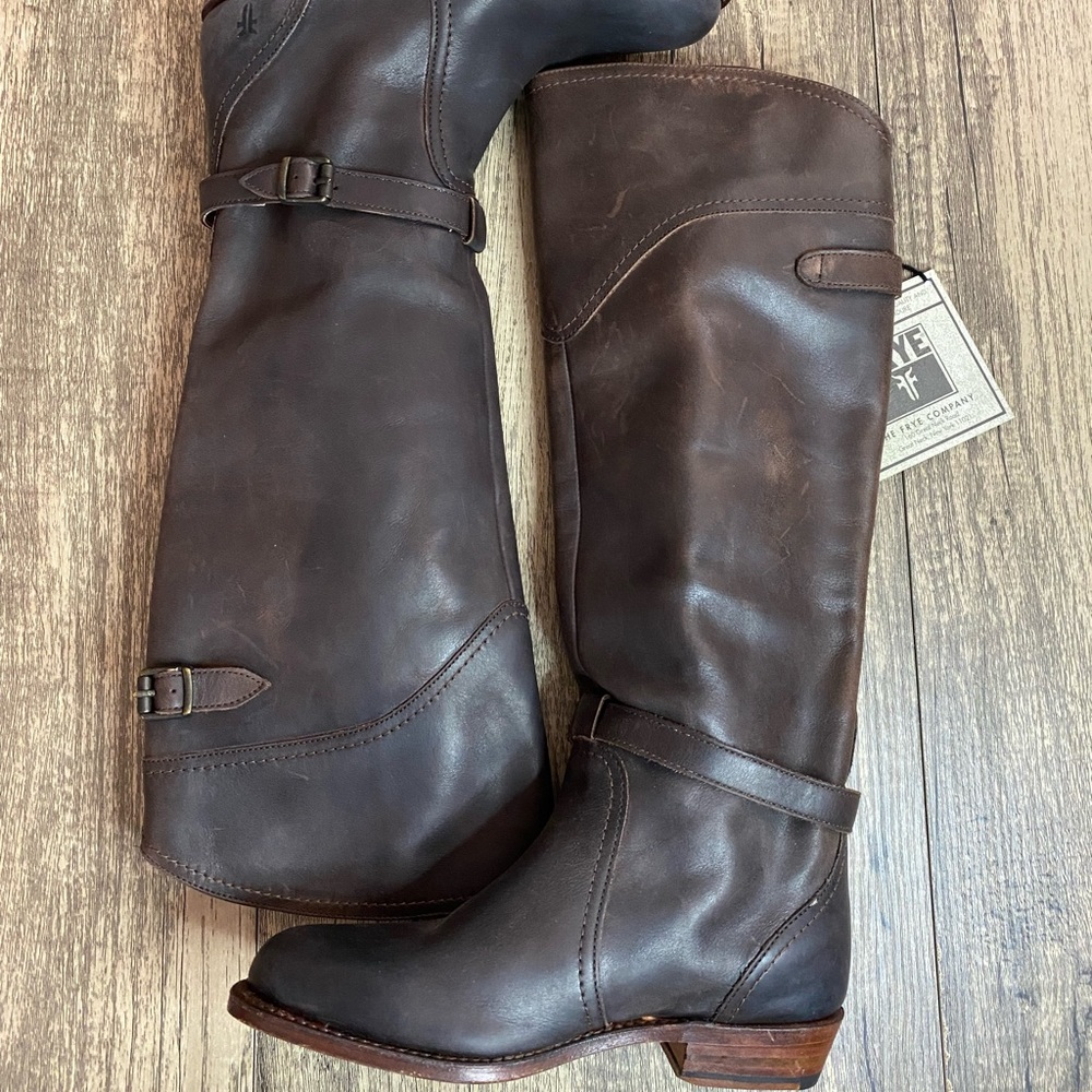 Frye 77561 Brown Dorado Riding Leather Knee High Equestrian Buckle Boots US 5M
